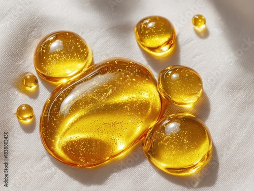 Wallpaper Mural Golden Droplets of Liquid on Soft Fabric Background in Natural Light Torontodigital.ca