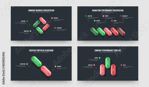 Modern Solution Four Five Two Three Option Infographic Slideshow Template Vector Illustration Collection. Advertising Campaign 4 5 2 3 Step Diagram Presentation Layout Bundle.