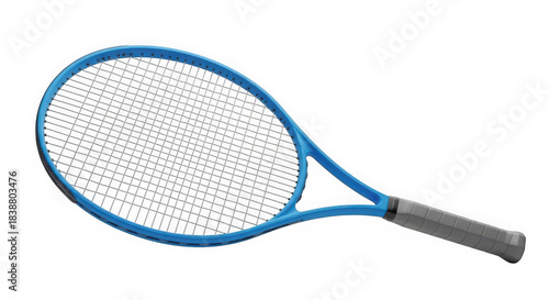 Blue tennis racket isolated on transparent background
