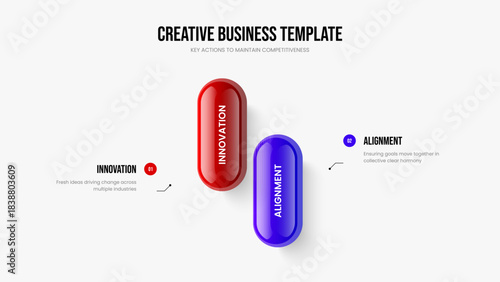 Consulting Proposal 2 Step Diagram Frame Design. Corporate Overview Two Element Infographic Slide Template. Project Visualization Presentation Layout Vector Illustration.
