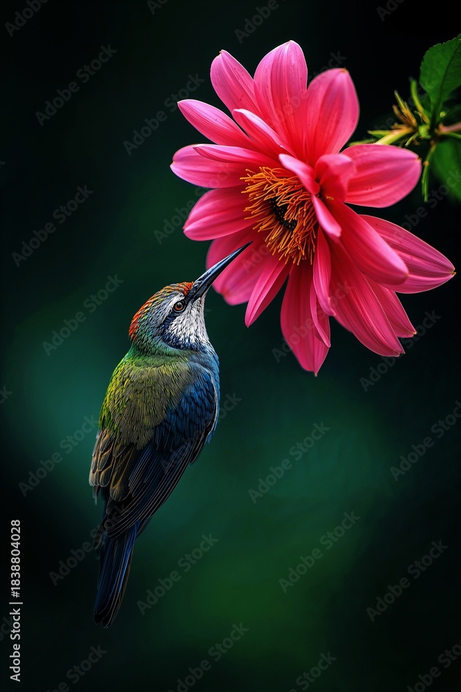 Naklejka premium hummingbird and flower