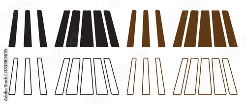 Abstract geometric vertical solid and outline shape pattern design.