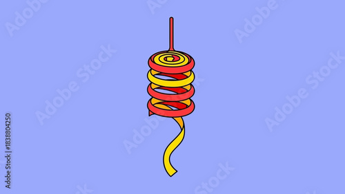 Whimsical Party Decoration: A vibrant, spiraling party decoration floats against a plain backdrop, evoking a sense of festive cheer and playful celebration.