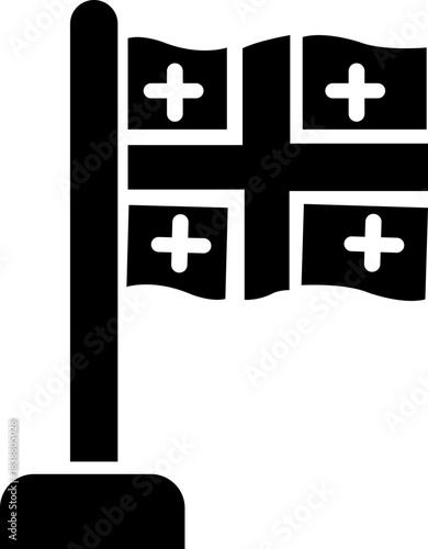 Georgia flag icon in black flat design. Independence day or National day holiday concept. Georgia Flag Black and. Country National Emblem Banner. Monochrome Grayscale EPS Vector File. isolated on tran