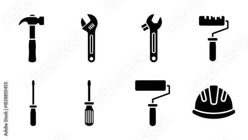 Kitchen tools and utensils silhouette icon set