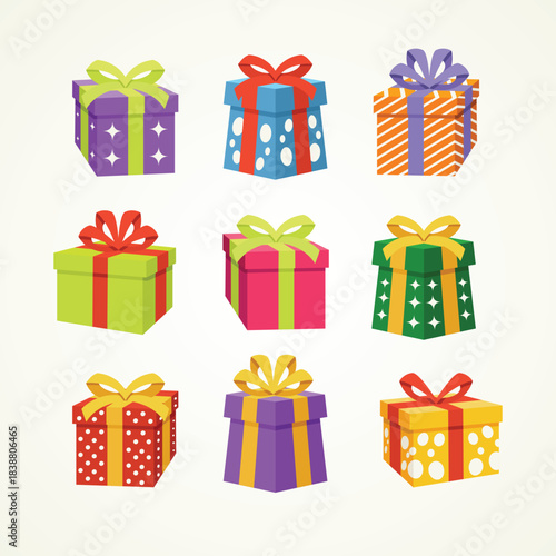 Collection of gift box with bow
