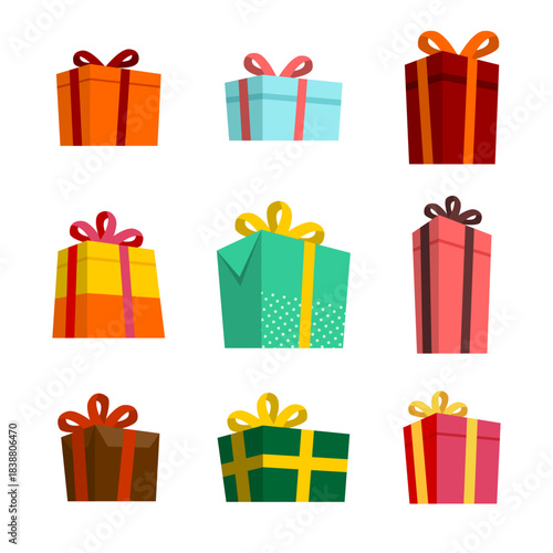 collection different bright cartoon present box