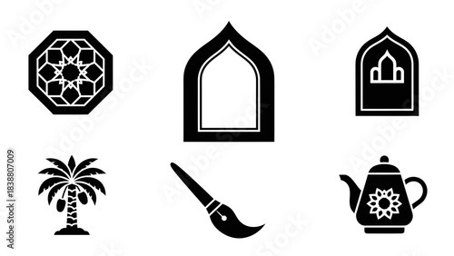 Vector icon set of church and nature symbols