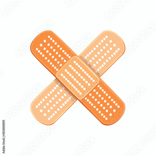 Two crossed bandages for medical aid and first aid support, symbolizing healing and protection