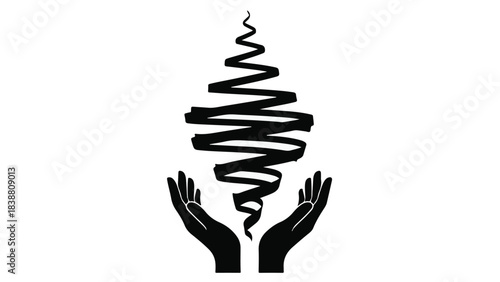 Hands holding a swirling vortex of energy, representing creation and power.