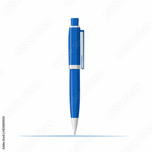 A professional blue ballpoint pen, a classic and versatile writing tool for office, school, and creative projects, rendered as a clear vector illustration
