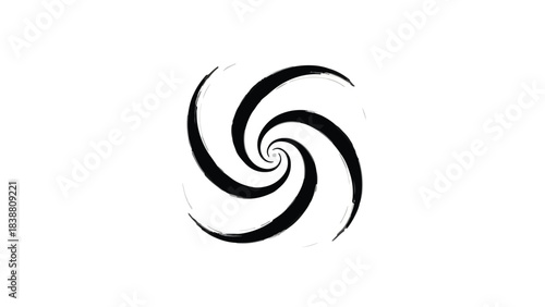 Hypnotic black spiral on a clean white background, creating a sense of motion and depth.