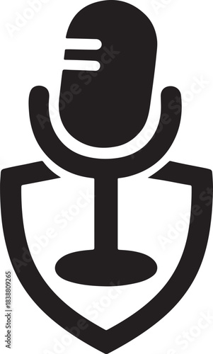 Call center microphone stand reshaped into a support badge, clean minimal outline icon. UX