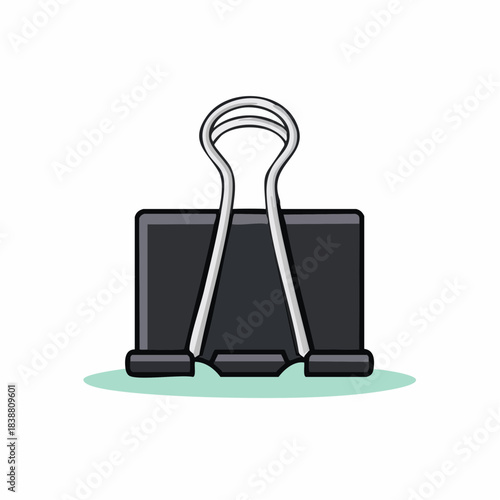 Essential office binder clip illustration for document organization and workspace management, a staple stationery item for professionals and students alike
