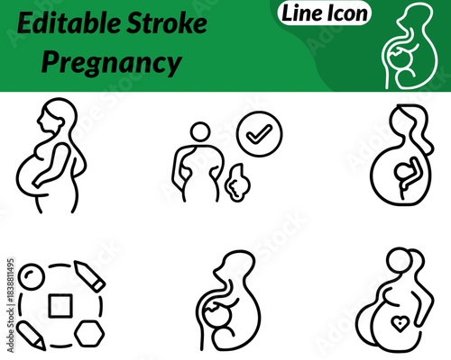 A gentle and minimalist pregnancy icon showing the silhouette of a pregnant woman with a softly curved belly. Symbolizing motherhood prenatal care and maternity support.Designed with smooth linescalm.