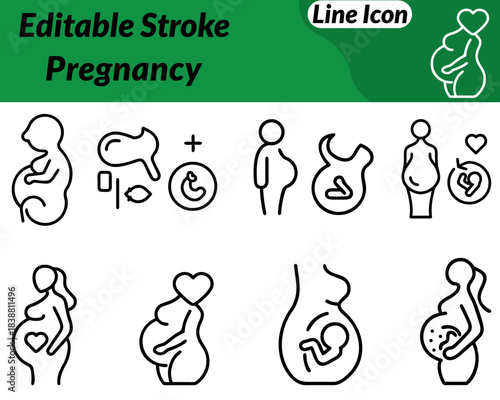 A gentle and minimalist pregnancy icon showing the silhouette of a pregnant woman with a softly curved belly. Symbolizing motherhood prenatal care and maternity support.Designed with smooth linescalm.