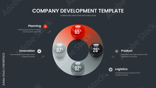 Project Growth 4 Step Graph Frame Layout. Investor Planning Four Element Diagram Slide Design. Medical Overview Slideshow Template Vector Illustration.
