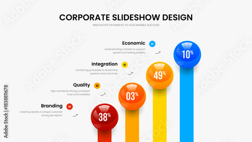 Corporate Introduction Four Element Infographic Slide Design. Minimal Development 4 Step Diagram Presentation Layout. Creative Portfolio Frame Template Vector Illustration.