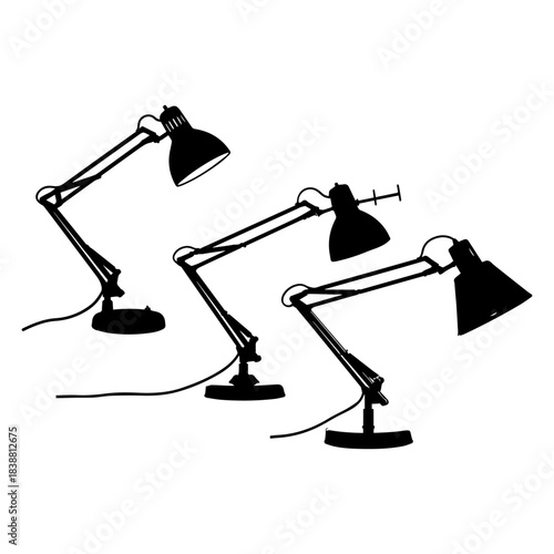 Brass Adjustable Table Lamp with Fabric Shade silhouette