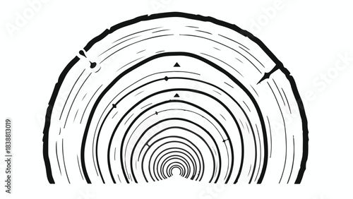 Abstract tunnel of tree rings creating a sense of depth and time