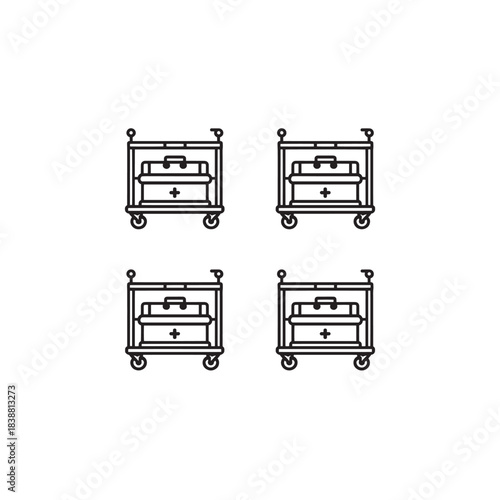 Emergency Crash Cart line art critical care artwork