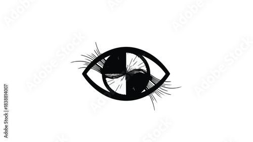 Abstract eye symbol with radiating lines, representing vision and perception