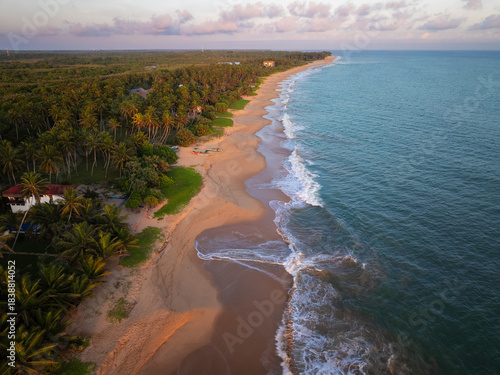 Aerial View of the Long Sandy Kahandamodara Beach, Southern Sri Lanka