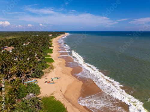 Aerial View of the Long Sandy Kahandamodara Beach, Southern Sri Lanka