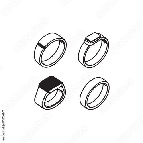 First Fitness Tracker Ring Line Art Enhance Fitness Goals