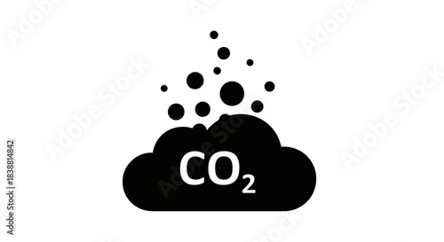 CO2 Emission Icon Vector – Carbon Dioxide Cloud Silhouette, Pollution Environment Symbol