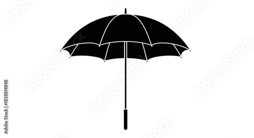Umbrella Icon Vector – Rain Protection Silhouette, Weather Safety Symbol