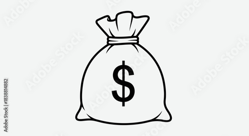 Money Bag Icon Vector – Dollar Sack Silhouette, Finance Wealth Symbol