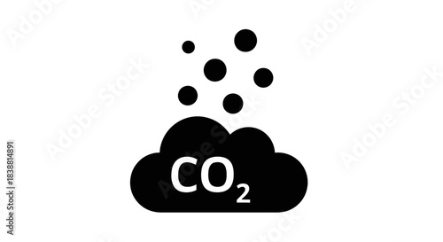 CO2 Emission Icon Vector – Carbon Dioxide Cloud Silhouette, Pollution Environment Symbol