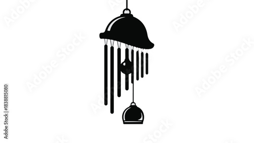 Melodious wind chimes creating a peaceful atmosphere in a minimalist design