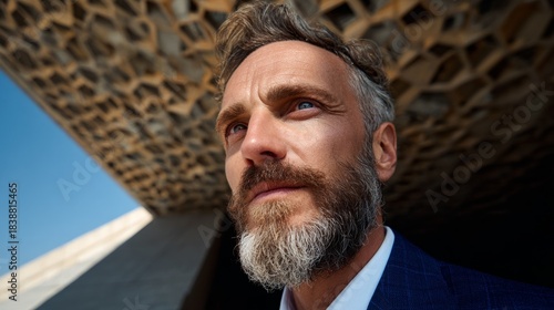 Fototapeta Man with beard and mustache.