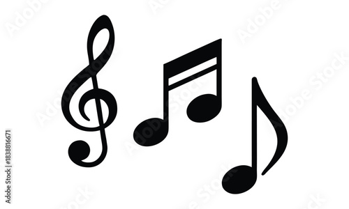 Music notes icon vector, Music notes symbol, Musical key icon