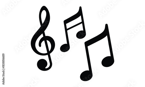 Music notes icon vector, Music notes symbol, Musical key icon