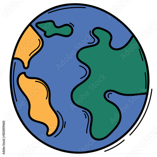planet earth, delivery, courier, parcels, work, worldwide, website, service, store order Vector isolated element hand-drawn outline with color fill