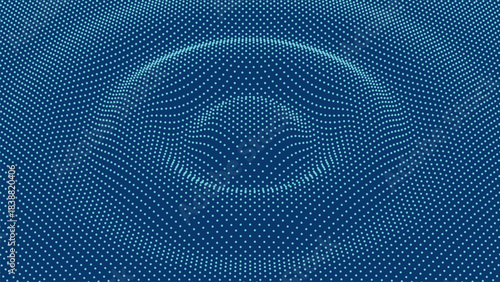 3d futuristic sound wave background, dot particle wavy surface. 3d particle sound pulse vector futuristic radial wallpaper, music or audion pulse wave ripple motion background with blue dots surface