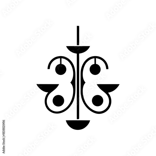 A contemporary hanging chandelier representing the central lighting element.