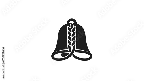 Black and white illustration of a wheat sheaf in a bell shape on a white background.