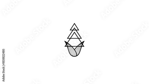 Geometric line art design of overlapping shapes on a white background.