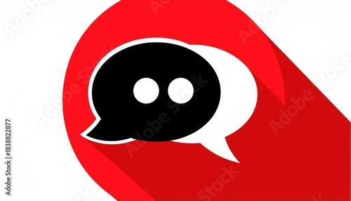 Speech bubbles on a red background