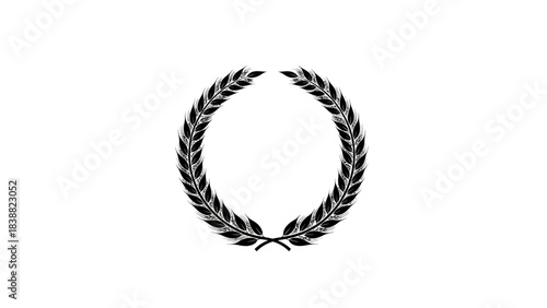 Black laurel wreath on a white background