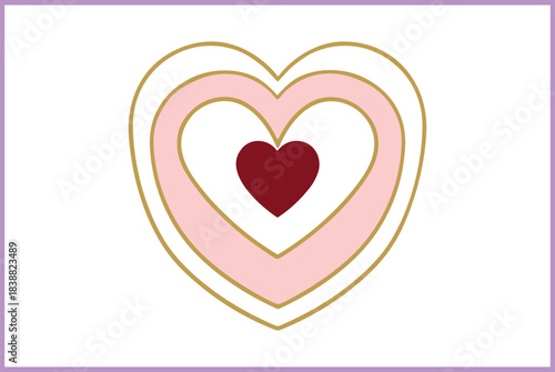 Outline heart with inner heart vector clipart illustration