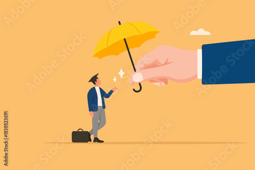 education insurance with Successful students receive educational degrees from the hands of insurance businessmen who support them, guarantee for reduced education costs in the future