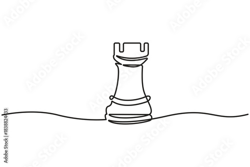 Chess icon continuous one line drawing minimalist outline vector illustration.Continuous line drawing of chess pieces,Chess king knight rook minimalist outline vector.Strategy Games Continuous Line.