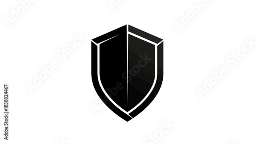 A black shield icon with a white outline on a white background.