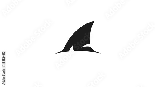 Black silhouette of a shark fin on a white background