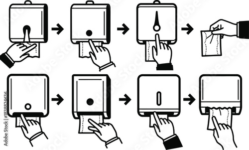 Step by step guide to using a paper towel dispenser in public restrooms for hygiene and cleanliness illustrated instructions for hand drying